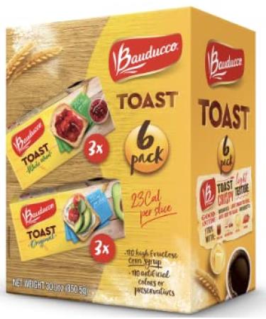 Bauducco Toast - Delicious, Light & Crispy Toasted Bread - Original & Whole Wheat - Ready-to-Eat Breakfast Toast & Sandwich Bread - No Artificial Flavors - 30.0 oz (Pack of 6)