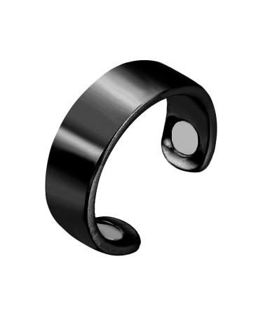 Beautybigbang Magnetic Field therapy magnetic jewelry magnet ring for women with 2 strong magnets adjustable female magnet jewelry finger clothing black