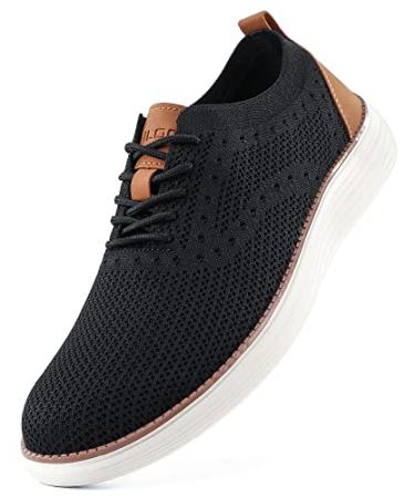 VILOCY Men's Mesh Dress Sneakers Oxfords Business Casual Shoes 7.5 Black