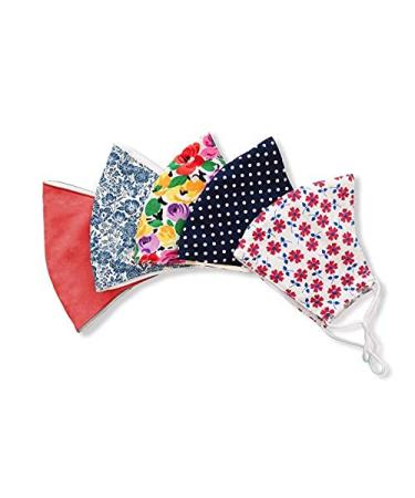 Reusable masks for adults Stylish Cotton Face Mask For Women 3 Layer With Filter Pocket Cloth face mask Adjustable Ear Straps Handmade Cute Floral Pattern Cloth Mask Assorted Designs Pack Of 5