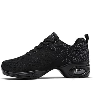 Buy Jazz Shoes for Women - Lace Up Dance Sneakers with Split Sole & Air Cushion - Modern Platform Shoes - Size 37 EU - Black - Buy Online on GoSupps.com