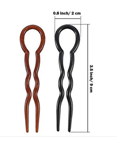 6PCS Brown Plastic U Shaped Hair Pins for Women - Hair Styling Clip Updo Bun Twist Chignon Bobby Pins - Buy Online on GoSupps.com