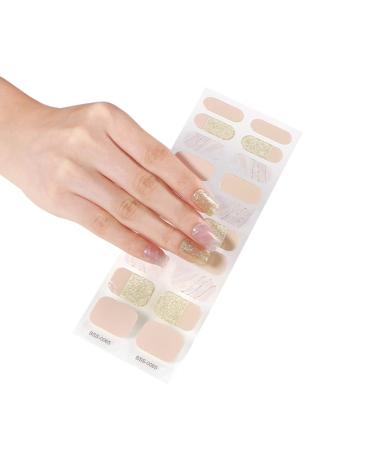 Gel Nail Polish Strips Stickers 20 Full Wraps Semi-Cured Nail Art Sticker Waterproof Self-Adhesive Gel Stickers Decals with Nail File for Cute Women Girls (Orange Pineapple) (Bss)