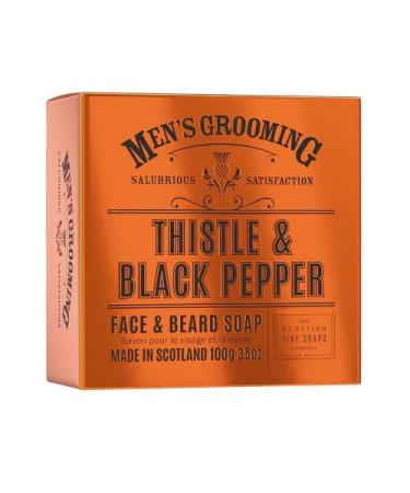 Scottish Fine Soaps Men's Grooming Thistle & Black Pepper Face & Beard Soap 100g Boxed