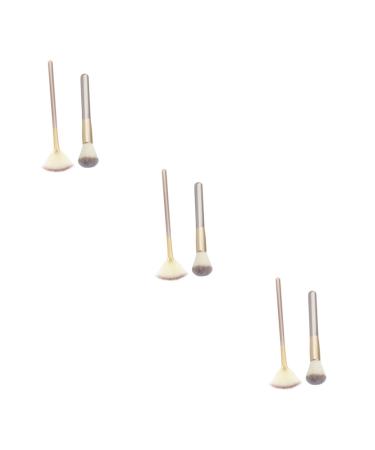 POPETPOP 3 Sets Makeup Brush Face Tools Makeup Fan Facial Brush Face Wash Brush Blush Makeup Highlighter Make up for Face Contour Brush Major Woman Wooden Handle