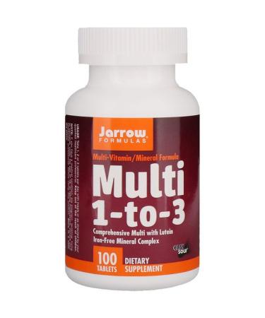 Jarrow Formulas Multi 1-to-3 with Lutein Iron-Free 100 Tablets