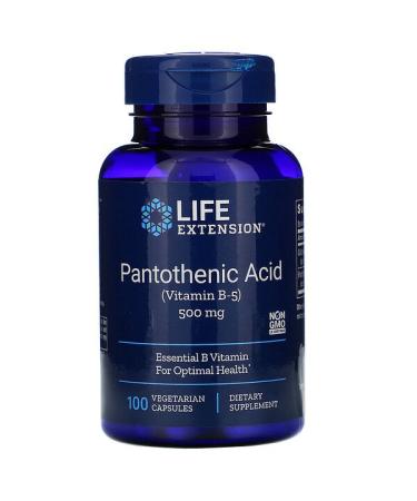 Life Extension Pantothenic Acid (Vitamin B-5) 500 mg 100 Vegetarian Capsules