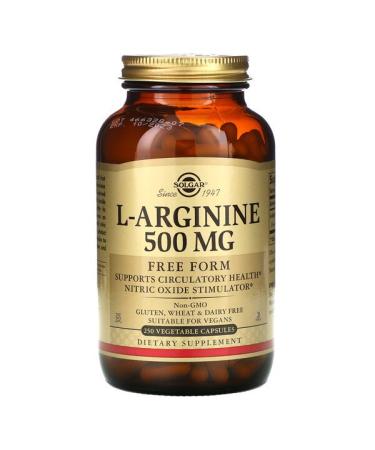 Solgar L-Arginine Free Form 500 mg 250 Vegetable Capsules