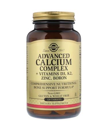 Solgar Advanced Calcium Complex + Vitamins D3 K2 Zinc Boron 120 Tablets