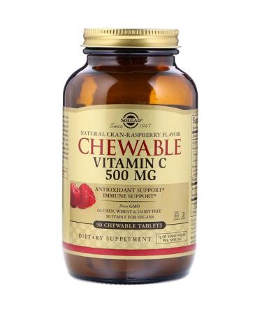 Solgar Chewable Vitamin C Natural Cran-Raspberry Flavor 500 mg 90 Chewable Tablets