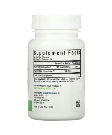 Buy Seeking Health Vitamin D3 + K2 - 60 Vegetarian Capsules for Enhanced Immune Support - Buy Online on GoSupps.com
