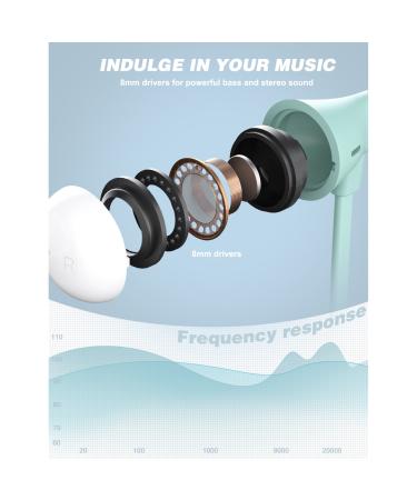Vogek Tangle-Free Flat Cord Mint Green Earbud Headphones | Ergonomic In-Ear Design - Buy Online on GoSupps.com