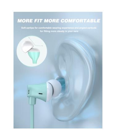 Vogek Tangle-Free Flat Cord Mint Green Earbud Headphones | Ergonomic In-Ear Design - Buy Online on GoSupps.com