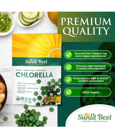 Chlorella Tablets Mega-Pack 1000 - Raw Cracked Cell, Non-GMO, 100% Pure Pyrensoidosa - High Protein Superfood with Chlorophyll & Nucleic Acids - No Fillers - Buy Online on GoSupps.com