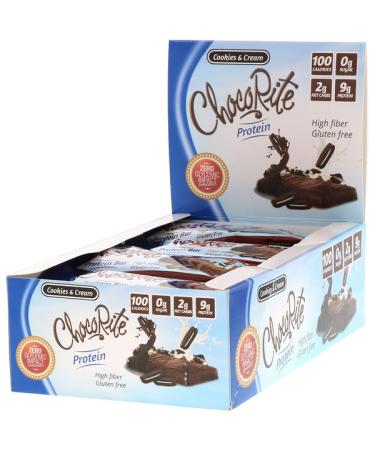 HealthSmart Foods ChocoRite Protein Bars Cookies & Cream 16 Bars - 1.2 oz (34 g) Each