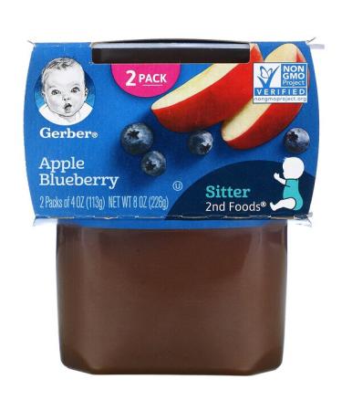 Gerber Apple Blueberry 2nd Foods 2 Pack 4 oz (113 g) Each