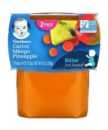 Gerber Carrot Mango Pineapple 2nd Foods 2 Pack 4 oz (113 g) Each