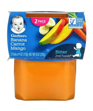 Gerber Banana Carrot Mango 2nd Foods 2 Pack 4 oz (113 g) Each