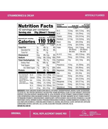 SlimFast Original Strawberries & Cream Shake Mix - 10g Protein, 14 Servings (Pack of 3) - Buy Online on GoSupps.com