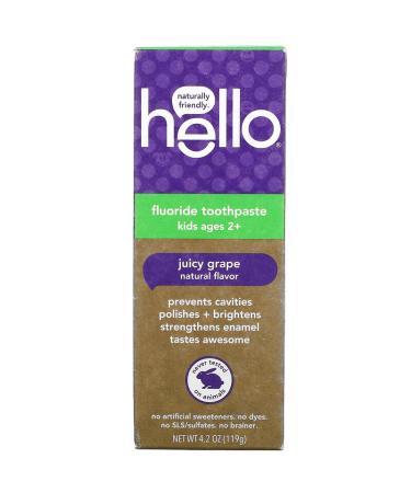 Hello Kids Fluoride Toothpaste - Juicy Grape Flavor, 4.2 oz (119 g) - Natural Oral Care - Buy Online on GoSupps.com
