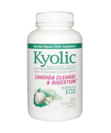 Kyolic Formula 102 Aged Garlic Extract Candida Cleanse & Digestion 200 Vegetarian Tablets