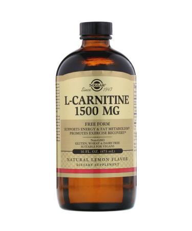 Solgar L-Carnitine Natural Lemon 1500 mg 16 fl oz (473 ml)