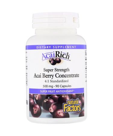 Natural Factors AcaiRich Acai Berry Concentrate Super Strength 500 mg 90 Capsules