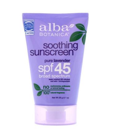 Alba Botanica Soothing Sunscreen SPF 45 Pure Lavender 1 oz (28 g)