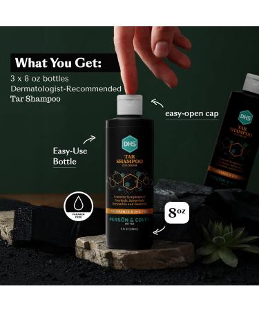 DHS Coal Tar Shampoo - Anti Dandruff Treatment for Men & Women with Psoriasis & Seborrheic Dermatitis - 8 Fl Oz (Pack of 3) - Buy Online on GoSupps.com