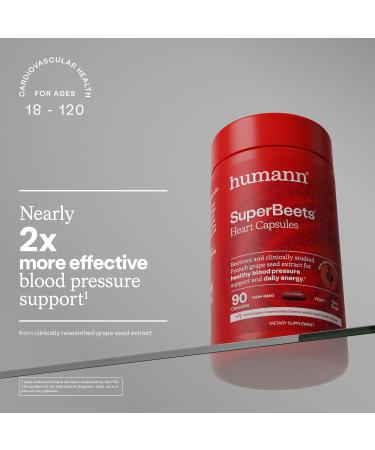 humanN SuperBeets Beet Root Capsules 1000mg - Nitric Oxide Boost, Blood Pressure Support & Antioxidants - 90 Count - Buy Online on GoSupps.com