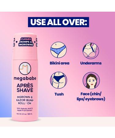 Discover megababe AprÃ¨s Shave - Ingrown Hair & Razor Bump Roll-On 3 oz - Elevate Your Style Instantly! - Buy Online on GoSupps.com