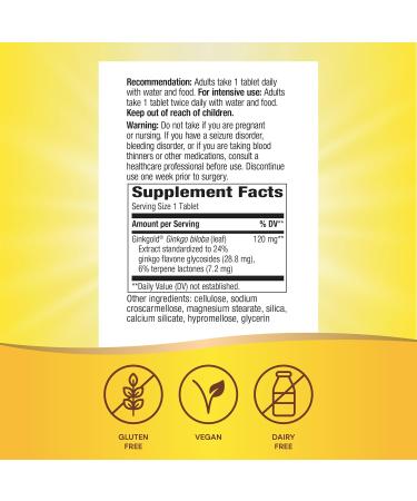 Nature's Way Ginkgold Max 120mg - Advanced Ginkgo Extract for Mental Sharpness, 60 Capsules - Buy Online on GoSupps.com