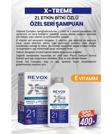 Revox X-treme Extra Care Shampoo with Vitamin E for Hair Falling and Slow Growing Hair 400ml - Buy Online on GoSupps.com