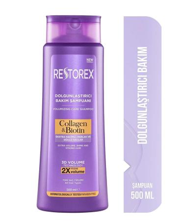 Restorex Shampoo Collagen&biotin Plumping 500ml 1 Piece + Anti-Hair Loss 500ml 1 Piece - Buy Online on GoSupps.com