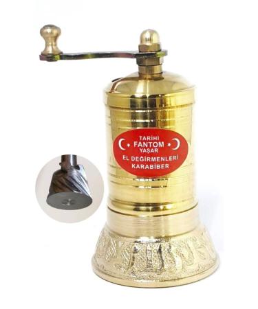 FANTOM Brass Mortar No:1 Brass Embroidered Linen Chubby Black Pepper Grinder 3-Piece Mill Set - Buy Online on GoSupps.com