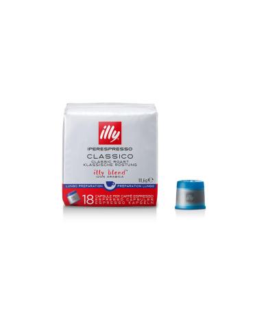 Illy, Iperespresso Lungo Capsule Coffee, Smooth and Velvety for Long Coffee | 100% Arabica - 6 boxes of 18 capsules, (723.6g)