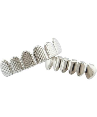 Lanche Hip Hop Gold & Silver Teeth Grills Set - Top & Bottom Bump Stripes for Party & Cosplay - Men's Fashion Jewelry - Buy Online on GoSupps.com