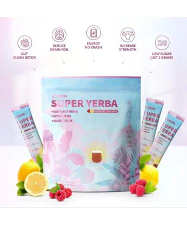 Super Yerba Magic Yerba Mate Instant Tea Powder Raspberry Lemonade Tea Powder Support For Focus And Gut Health 30 Packets 1 pcs - Buy Online on GoSupps.com