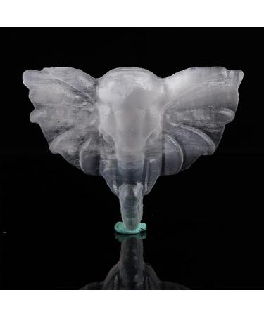 Crystal Rough Crystal 1PC Natural White Selenite Cute Elephant Head Specimen Heraling Crystal Animal Shape Statue Making Stone Carved Gypsum Suitable for Home Office Decoration - Buy Online on GoSupps.com