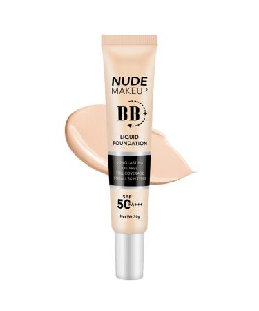 BB Cream Tinted Moisturizer with SPF50 BB Cream Full Coverage Foundation Hide Pore Spot Hydrating LightWeight Matte BB Cream Waterproof Long Lasting BB Cream for Oily Skin (Natural)