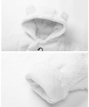 JiAmy Baby Hooded Romper Winter Jumpsuit | Boys Girls Flannel Outfits | Toddler Pajamas Footies Outwear | White 12-18 Months - Buy Online on GoSupps.com