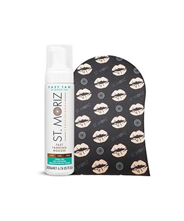 St. Moriz Professional Fast Tanning Mousse and Applicator Mitt Set - Express Self Tanner - Buildable Natural Glow