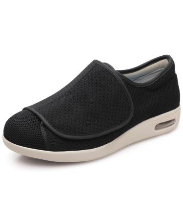 Women's Wide Width Shoes with Adjustable Closure Lightweight for Diabetic Edema Plantar Fasciitis Bunions Arthritis Swollen Feet-SK2 8 Wide Dk-black