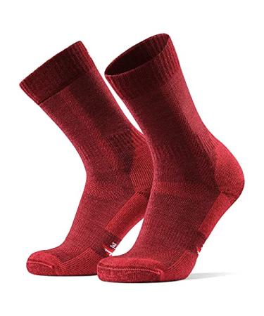 DANISH ENDURANCE Merino Wool Hiking Socks, Cushioned, for Men, Women & Kids Large Wine Red