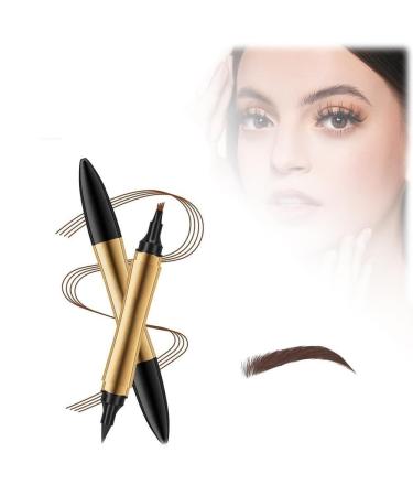 2 in 1 Magic Eyebrow Pencil Eyebrow Contouring Pen 2024 New 3D Waterproof Microblading Eyebrow Pencil Multifunction Double Head Microblading Eyebrow Pencil Waterproof Makeup Tools(Color:02-Dark bro