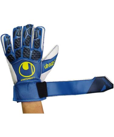 Uhlsport Hyperact Starter Soft Goalkeeper Gloves - Night Blue/White/Fluo Yellow | Perfect for All Ages - International Shipping Available - Buy Online on GoSupps.com