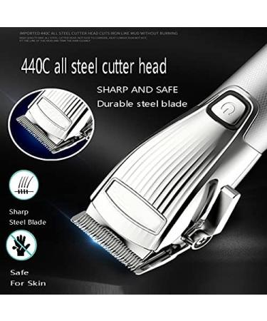 Greethga Hair Clipper Professional Hair Trimmer Rechargeable Men's Cordless Haircut Adjustable Ceramic Blade Clipper Silver - Buy Online on GoSupps.com