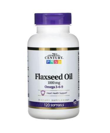 21st Century Flaxseed Oil 1000mg Softgels 120 Count (3 Pack)