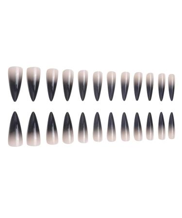 Justotry 24 Pieces Black Stiletto Nails - Gradient French Press On Almond Fake Nails for Women | Perfect for Nail Art - Buy Online on GoSupps.com