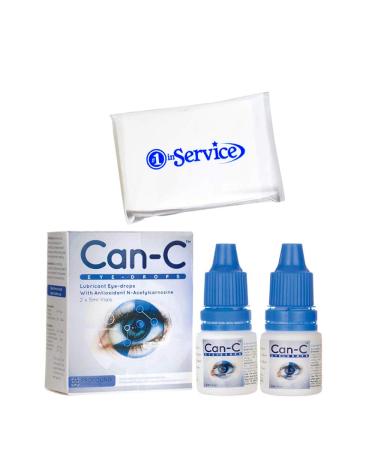 Can-C Eye Drops 5 ml, 2 Count - Eyedrops Natural Ointment Treatment for Animals and Humans Vision Opthalmic Solution - Eye Products - with #1 in Service Wallet Tissues